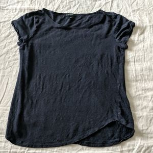 Ann Taylor Navy 100% Linen Short Sleeve Tshirt